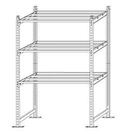 Scaffale Rang'Eco180 - modulo base - 5 ripiani - portata ripiano 180 kg - 100 x 35 x 200 cm - acciaio - grigio/blu - Paperflow