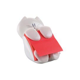 Dispenser gatto bianco + ricarica Post it® Super Sticky Z Notes rosso rubino - CAT-330 - 76 x 76 mm - 90 fogli - Post it®