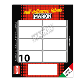 Etichette adesive - in carta - permanenti - 56 x 26 mm - 10 et/fg - 10 fogli - bianco - Markin