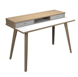 Postazione Home-Office - con sopralzo - gambe in legno -120 x 60 x H 74