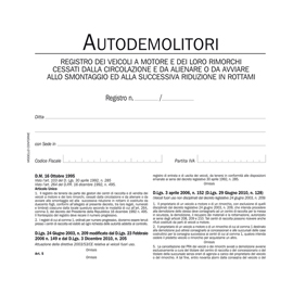 Registro autodemolitori - 200 pagine numerate - DU134020000 - Data Ufficio