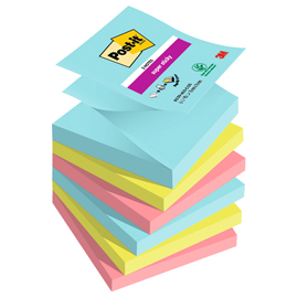 Blocco Post it® Super Sticky Z Notes - R330-6SS-COS - 76 x 76 mm - colori Cosmic - 90 fogli - Post it® - conf. 6 pezzi