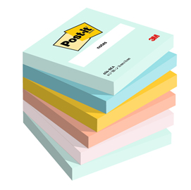 Blocco Post it® - 654-BEA - 76 x 76 mm - colori Beachside - 100 fogli - Post-it® - conf. 6 pezzi