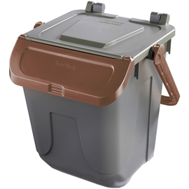 Contenitore portarifiuti Ecology - con sportello e maniglione - 25 L - grigio/bruno - Mobil Plastic