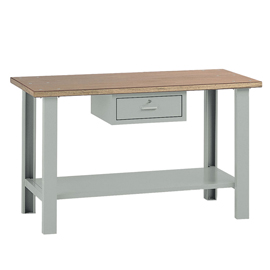 Banco da lavoro - con cassetto - 150 x 75 x 90 cm - grigio/legno - Tecnotelai