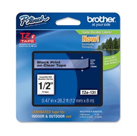 Brother - Nastro - Nero/Trasparente - TZE131 - 12mm x 8mt