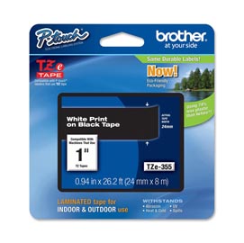 Brother - Nastro - Bianco/Nero - TZE355 - 24mm x 8mt