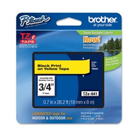 Brother - Nastro -  Nero/Giallo - TZE641 - 18mm x 8mt