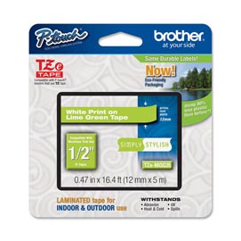 Brother - Nastro - Bianco/Verde acido - TZEMQG35 - 12mm x 5mt