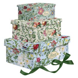 Set scatole regalo - fantasia Flowers - dimensioni assortite - cartoncino - Pigna - conf. 3 pezzi