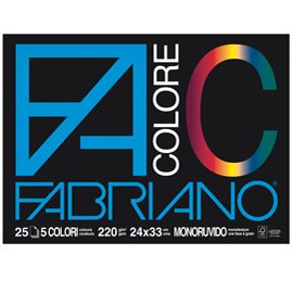 Blocco FaColore - 24x33cm - 25 fogli - 220gr - 5 colori - Fabriano