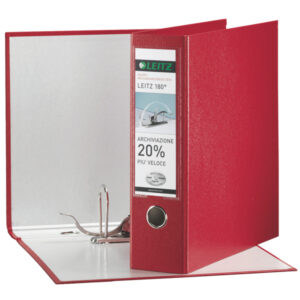 Registratore Leitz 180° G65 - dorso 8 cm - protocollo 23x33 cm - rosso - Leitz