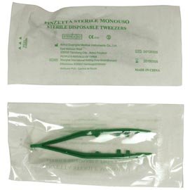 Pinzetta sterile - monouso - 10 cm - verde - PVS