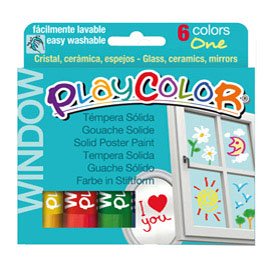 Tempera solida in stick Playcolor - 10gr – colori per vetro – colori assortiti – Instant - astuccio da 6 stick