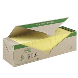 Blocco Post it® - 654-RYP24 - 76 x 76 mm - carta riciclata - giallo - 100 fogli - Post it® - conf. 24 blocchi