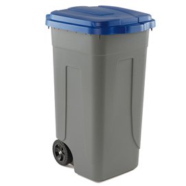 Bidone mobile - con chiusura a clip - 49x54x85 cm - 100 L - grigio/blu - Mobil Plastic