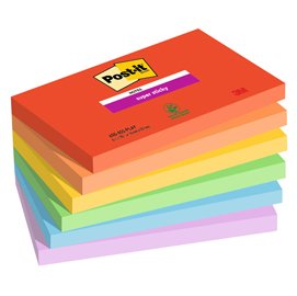 Blocco Post it® Super Sticky - 655-6SS-PLAY - 76 x 127 mm - colori Playful - 90 fogli - Post it® - conf. 6 pezzi