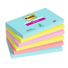 Blocco Post it® Super Sticky - 655-6SS-COS - 76 x 127 mm - colori Cosmic - 90 fogli - Post it® - conf. 6 pezzi