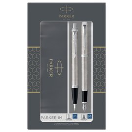 Gift Set DUO - IM stainless steel sfera + stilografica - punta media - Parker