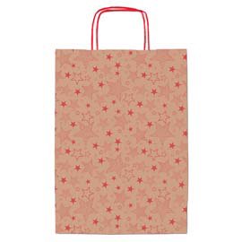 Shopper natale - 36 x 12 x 41 cm - carta kraft - fantasia stelline - rosso - Sadoch