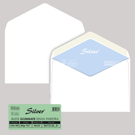 Busta Busta Silver Matic FSC® - senza finestra - gommata - 12 x 18 cm - 80 gr -  bianco - Pigna - conf. 25 pezzi