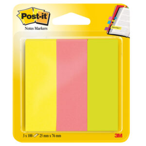 Segnapagina Post it® in carta - 671-3 - 25 x 76 mm - 3 colori Neon - Post it® - conf. 300 pezzi