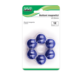 Bottoni magnetici - diametro 2 cm - blu - Lebez - blister 12 pezzi