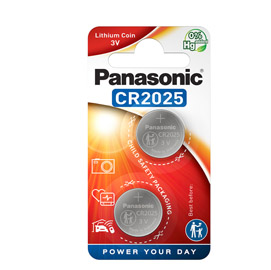 Micropila CR2025 - 3V - a pastiglia - litio - Panasonic - blister 2 pezzi