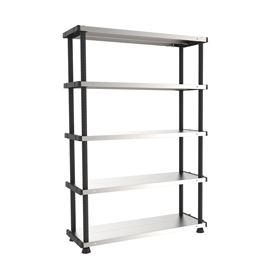 Scaffale - 5 ripiani - 119 x 45 x 185 cm - PPL /metallo - grigio/nero - Terry