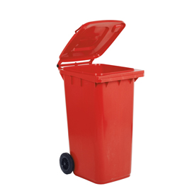 Bidone carrellato per raccolta differenziata - 240 L - rosso - MobilPlastic