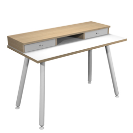 Postazione Home-Office - con sopralzo - gambe in metallo -120 x 60 x H 74