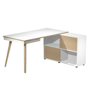 Workstation Midi - gambe in legno - 130 x 120 x H 81