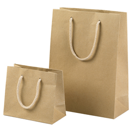 Shopper - maniglie cordino cotone - 27 x 37 + 12 cm - 160 gr - carta kraft - avana - PNP - conf. 12 pezzi