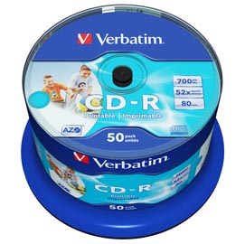 Verbatim - Scatola 50 CD-R Bulk Data Life Plus - spindle 1X/52X - 43438 -700MB