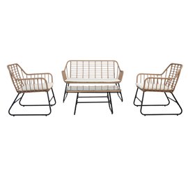 Salotto Cebu - polyrattan naturale - Garden Friend - set 4 elementi