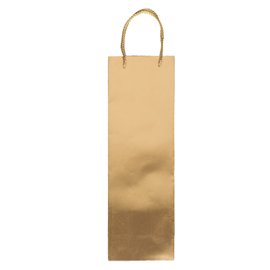 Portabottiglie natale - 12 x 37 x 9 cm - carta metal - oro - Sadoch