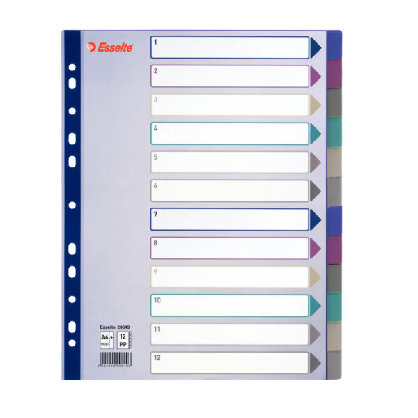 Separatore - 12 tasti - PP traslucido - A4 maxi - 24