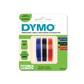 Nastro a rilievo - 9 mm x 3 mt - nero/rosso/blu - Dymo - blister 3 nastri