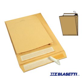 Busta a sacco Monodex - soffietti laterali - strip adesivo - 23 x 33 x 4 cm - 100 gr - avana - Blasetti - conf. 250 pezzi