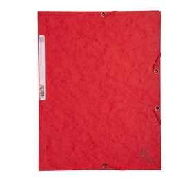 Cartellina con elastico - cartoncino lustrè - 3 lembi - 400 gr - 24x32 cm - rosso - Exacompta