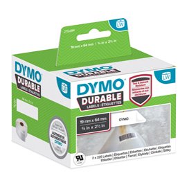 Rotolo 450 etichette LW Durable Industrial - 1933085 - 19 x 64 mm - carta - bianco - Dymo - conf. 2 rotoli