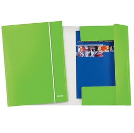 Cartella con elastico WOW - cartoncino plastificato - 3 lembi - 25x35 cm - verde lime - Leitz