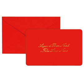 Biglietto natale con busta - 9 x 14 cm - stampa oro - rosso - Sadoch