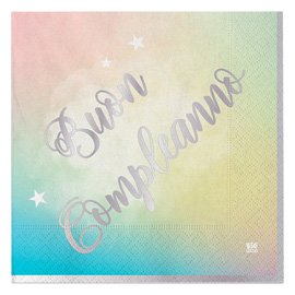 Tovagliolo Soft Rainbow - Buon Compleanno - 33 x 33 cm - carta -  Big Party - conf. 20 pezzi