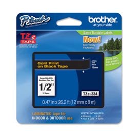 Brother - Nastro - Oro/Nero - TZE334 - 12mm x 8mt