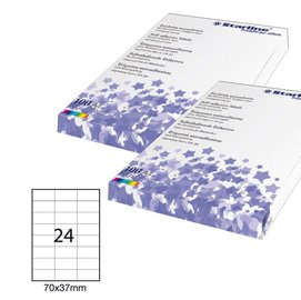 Etichette adesive - in carta - permanenti - 70 x 37 mm - 24 et/fg - 100 fogli - bianco - Starline